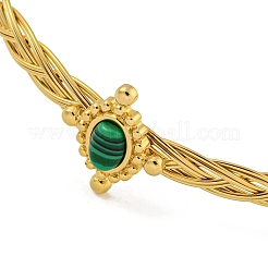 Adjustable Synthetic Malachite Bangles with Chain Extender&nbsp;BJEW-E100-03G