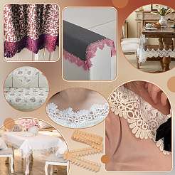Polyester Flower Lace Ribbon&nbsp;OCOR-WH0105-156D