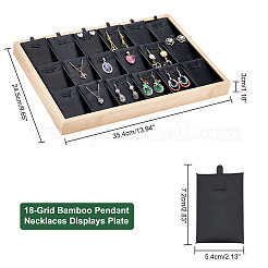 18-Grid Bamboo Pendant Necklaces Displays Plate&nbsp;NDIS-WH0006-08