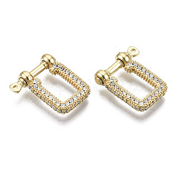 Brass Micro Pave Clear Cubic Zirconia D-Ring Anchor Shackle Clasps&nbsp;ZIRC-S066-051-NF