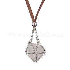 Brass Bar Link Chains Macrame Pouch Empty Stone Holder for Pendant Necklace Making&nbsp;NJEW-JN04488-02