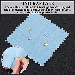 4Pcs 2 Colors Rhodium Plated 925 Sterling Silver Charms&nbsp;STER-UN0001-11