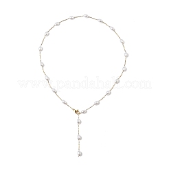 304 Stainless Steel and ABS Imitation Pearl Chain Necklaces&nbsp;NJEW-JN05266
