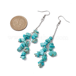 Synthetic Turquoise Chips Cluster Earrings&nbsp;EJEW-JE05837