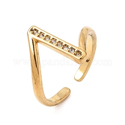 304 Stainless Steel Rhinestone Cuff Open Rings for Women&nbsp;RB-CBA2039-06G