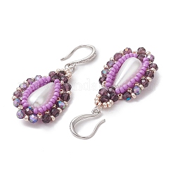 Acrylic Imitation Pearl & Seed Glass Dangle Earrings&nbsp;EJEW-MZ00390