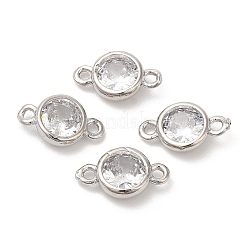 Eco-Friendly Rack Plating Brass Pave Clear Cubic Zirconia Connector Charms&nbsp;KK-A186-06P