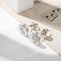 Rack Plating Brass Micro Pave Clear Cubic Zirconia Stud Earrings&nbsp;EJEW-K299-01P-S
