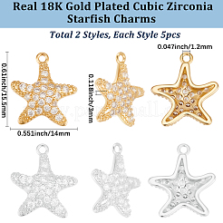 10Pcs 2 Colors Brass Micro Pave Cubic Zirconia Pendants&nbsp;KK-BBC0019-01