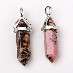 Natural Rhodonite Double Terminated Pointed Pendants&nbsp;G-F295-05D