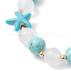 Synthetic Turquoise & Natural Quartz Crystal Beaded Stretch Bracelets for Women&nbsp;BJEW-TA00629
