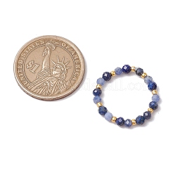 Natural Sodalite Beaded Stretch Rings&nbsp;RJEW-JR00867-01
