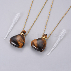 Natural Tiger Eye Openable Perfume Bottle Pendant Necklaces&nbsp;G-K295-A05-G