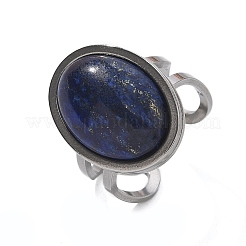 Oval Natural Lapis Lazuli Finger Rings&nbsp;RJEW-M062-02P-01