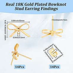 14Pcs Brass Stud Earring Findings&nbsp;KK-BBC0028-66G