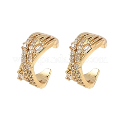 C-Shaped Brass Micro Pave Clear Cubic Zirconia Cuff Earrings&nbsp;EJEW-L316-01G-05