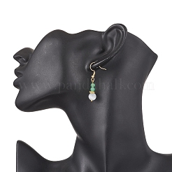 Round Natural Malaysia Jade & Cat Eye Beaded Dangle Earrings&nbsp;EJEW-JE06472