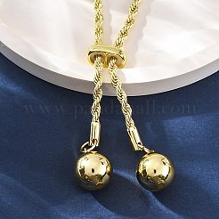 Round Brass Slider Lariat Necklaces for Women&nbsp;NJEW-G162-05G