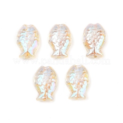 Electroplate and Golden Metal Enlaced Glass Beads&nbsp;X-EGLA-T029-01M