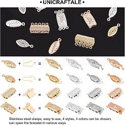 Unicraftable 32Set 4 Style 304 Stainless Steel Box Clasps&nbsp;STAS-UN0023-40