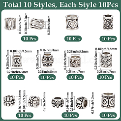 100Pcs 10 Styles Tibetan Style Zinc Alloy Beads&nbsp;FIND-SP0005-91