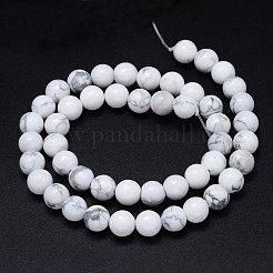 Round Natural Howlite Bead Strands&nbsp;G-F222-14-6mm