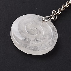 Natural Quartz Crystal Vortex Pendant Keychain&nbsp;KEYC-E038-01P-06