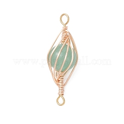 4Pcs 4 Styles Round Natural Tiger Eye & Rose Quartz & Amethyst & Green Aventurine Horse Eye Connector Charms&nbsp;PALLOY-TA00367