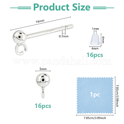 8 Pairs 925 Sterling Silver Ear Stud Findings&nbsp;STER-DC0001-91