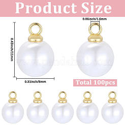 100Pcs ABS Plastic Pearl Pendants&nbsp;FIND-BM0001-39A-G