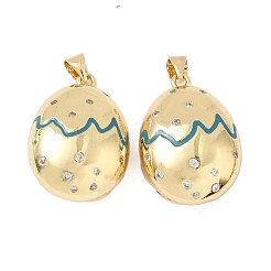 Brass Micro Pave Clear Cubic Zirconia Enamel Pendants&nbsp;KK-G536-24G