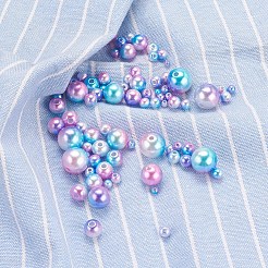 420Pcs 7 Style Rainbow ABS Plastic Imitation Pearl Beads&nbsp;OACR-YW0001-06
