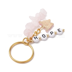 Alloy Enamel Acrylic with Natural Rose Quartz Keychain&nbsp;KEYC-JKC00806-03