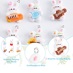 60Pcs 6 Style Music Theme Opaque Resin Pendants&nbsp;RESI-DC0001-06