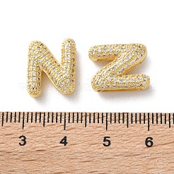Rack Plating Brass Micro Pave Cubic Zirconia Slide Charms&nbsp;KK-C084-34G-N