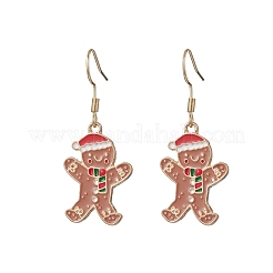 Christmas Alloy Enamel Gingerbread Man Pendant Necklace & Dangle Earrings Sets&nbsp;SJEW-JS01343