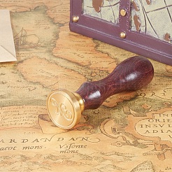 DIY Letter Scrapbook Brass Wax Seal Stamps and Wood Handle&nbsp;AJEW-P068-C03