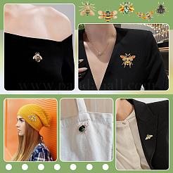 6Pcs 6 Styles Bees & Beetle Enamel Pins&nbsp;JEWB-PH0001-80