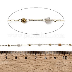 Handmade 304 Stainless Steel Mixed Stone Column Link Chains&nbsp;CHS-L032-18G