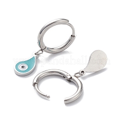 3 Pairs 3 Style Enamel Teardrop with Evil Eye Dangle Hoop Earrings&nbsp;EJEW-B020-18P