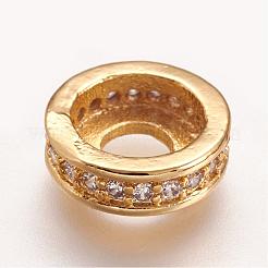 Brass Micro Pave Cubic Zirconia European Beads&nbsp;ZIRC-E117-43