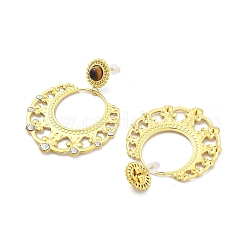 304 Stainless Steel Natural Tiger Eye Boho Stud Earrings&nbsp;EJEW-S244-01G-A