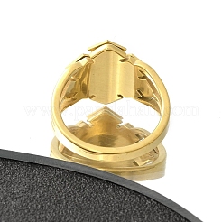 Textured Rhombus 304 Stainless Steel Finger Ring for Women&nbsp;RJEW-L126-06B-G