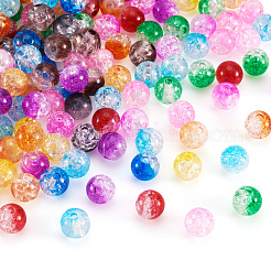Two Tone Transparent Crackle Acrylic Beads&nbsp;CACR-TA0001-01