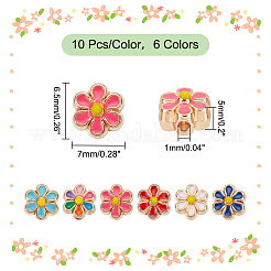 60Pcs 6 Colors Light Gold Tone Alloy Enamel Beads&nbsp;ENAM-PH0002-63