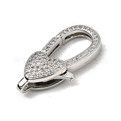 Brass Clear Cubic Zirconia Lobster Claw Clasps&nbsp;KK-Z078-46B-P