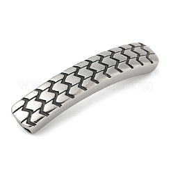 304 Stainless Steel Wheel Textured Curved Rectangle Connector Charms&nbsp;STAS-Z147-09P