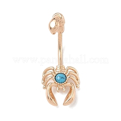 Scorpion Brass Synthetic Turquoise Curved Barbell Belly Rings&nbsp;AJEW-L099-02G