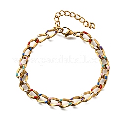 Brass Enamel Chain Bracelets&nbsp;BJEW-S170-01G