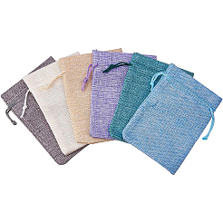 30Pack 6 Color Burlap Bags with Drawstring Gift Bags Jewelry Pouch for Wedding Party and DIY Craft&nbsp;ABAG-BC0001-01
